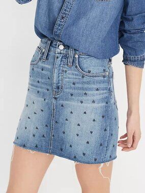 Madewell Jean Mini Skirt Hearts Size 27 - NEW